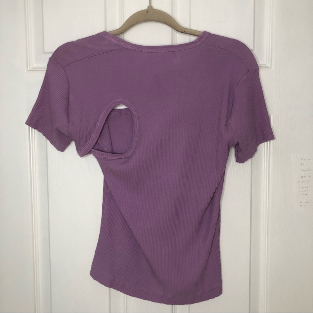 John Elliott Supima Asymmetrical Cutout Tee - Picture 8 of 9